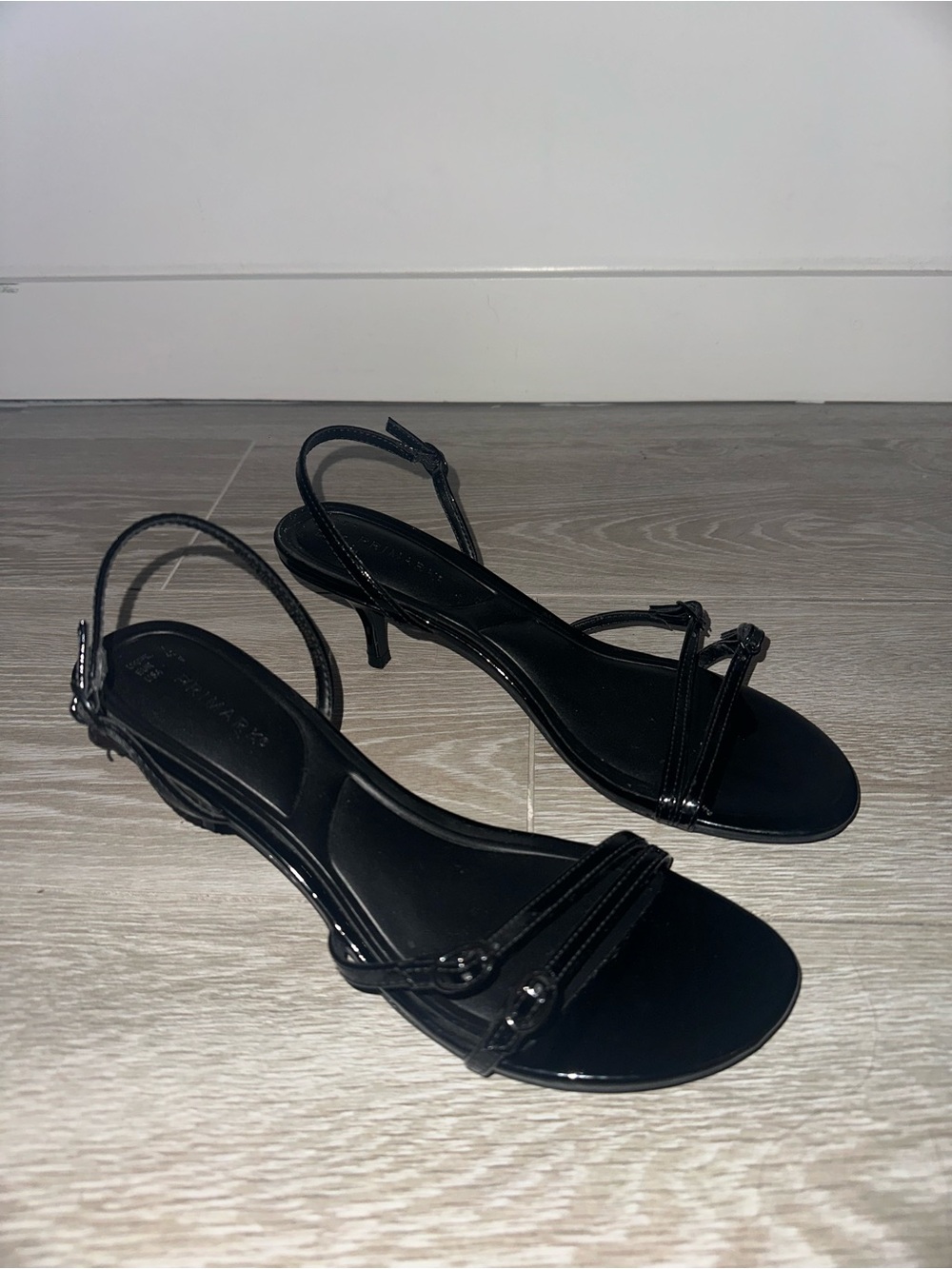 Primark Black Strappy Kitten Heel Sandals